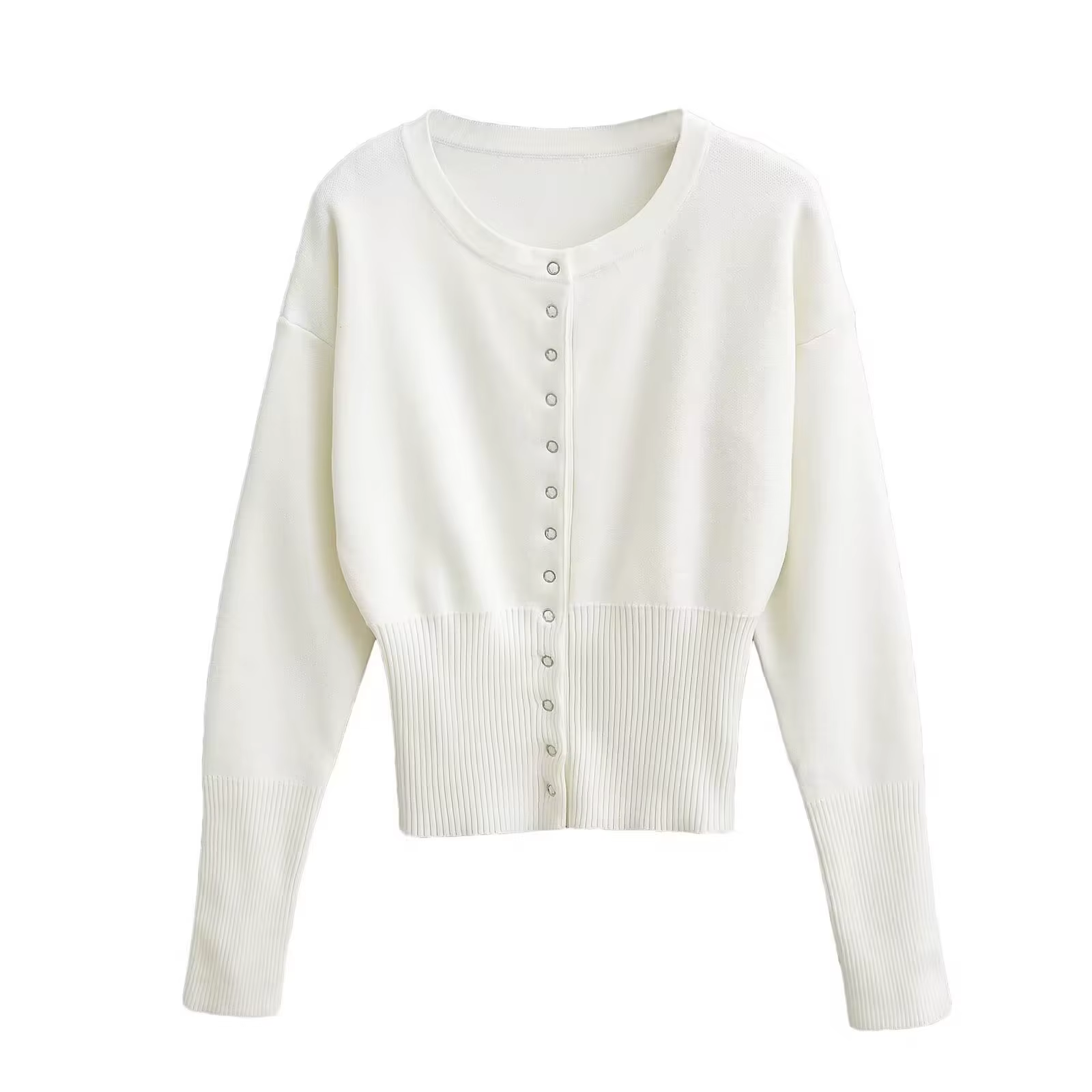 Cardigan ajusté tricoté pour femme élégant à manches longues hauts pull tricots haut