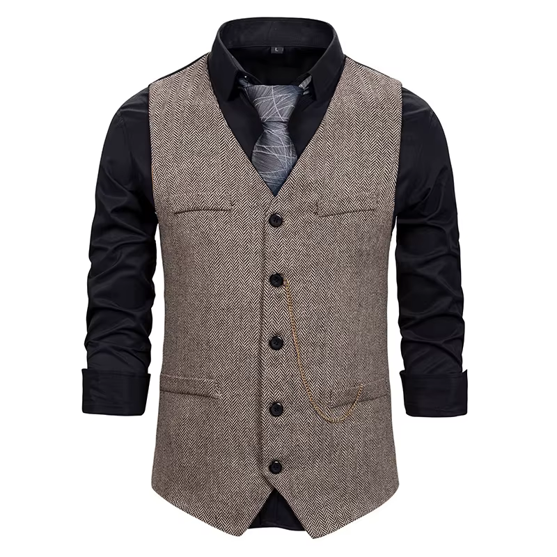 Hommes costume gilet chaîne gilet affaires mariage col en V décontracté hommes robe mâle Blazer gilets formel fête mode gilet V14
