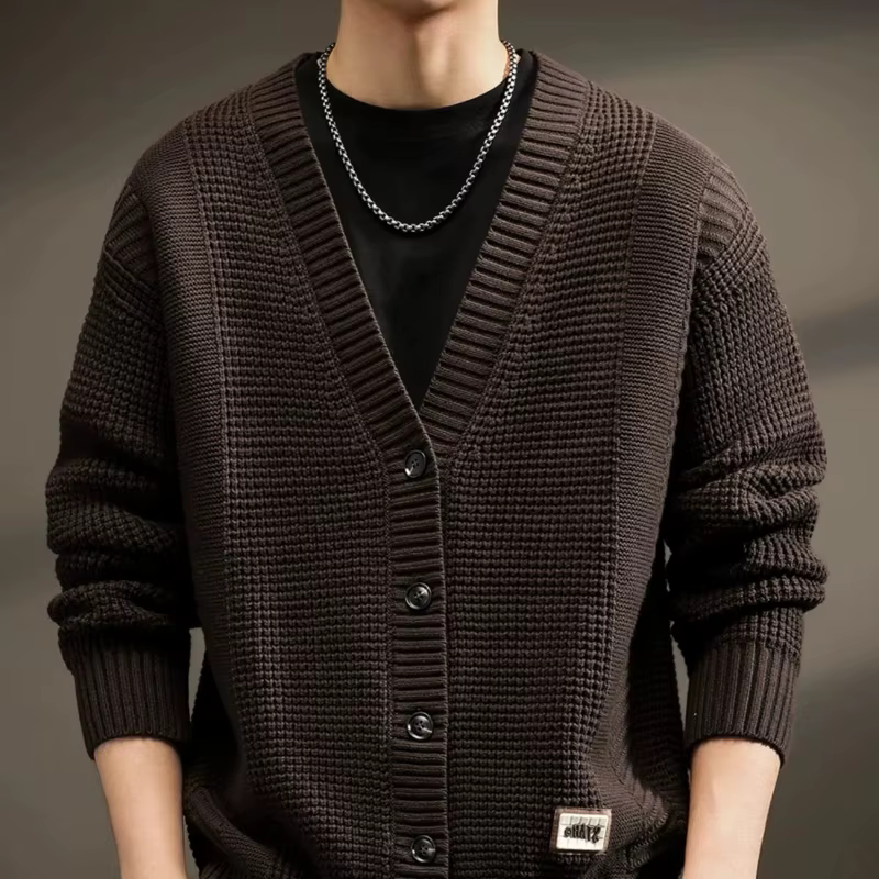 Combadt-Pull à Manches sulfpour Homme, Cardigan en Tricot de Documents Solides, Vêtements Populaires Coréens, Tricots en Cachemire Tissés, Vintage