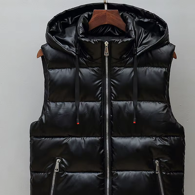 Veste à capuche en fibre brillante pour hommes, gilet chaud, manteau de couple, vêtements de mode masculine, hiver, automne, MY621