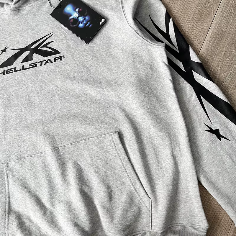 Sweat à capuche échantillon de pull gris fleur HS
