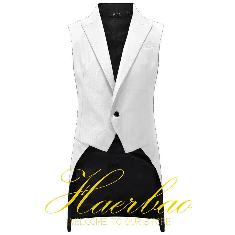 Gilet de costume pour hommes, veste longue sans manches, vêtements de fête formels, gilet de marié, coupe cintrée