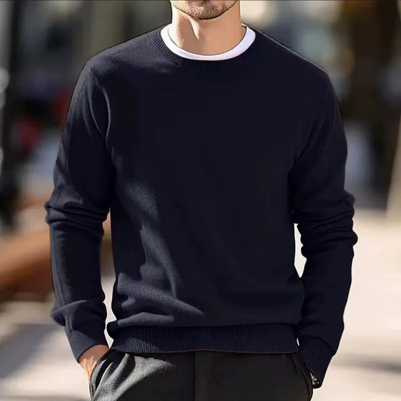 Pull en laine à col rond pour homme, pull, simple et élégant, style coréen, ample et surdimensionné, col roulé, haut de couleur unie.