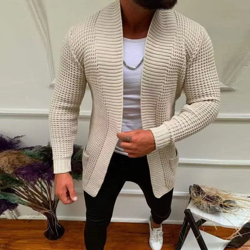 Nouveaux hommes tricoté Sweatercoat Long Cardigan mode pull décontracté veste hommes tricot Trench manteau automne Streetwear Cardigan homme