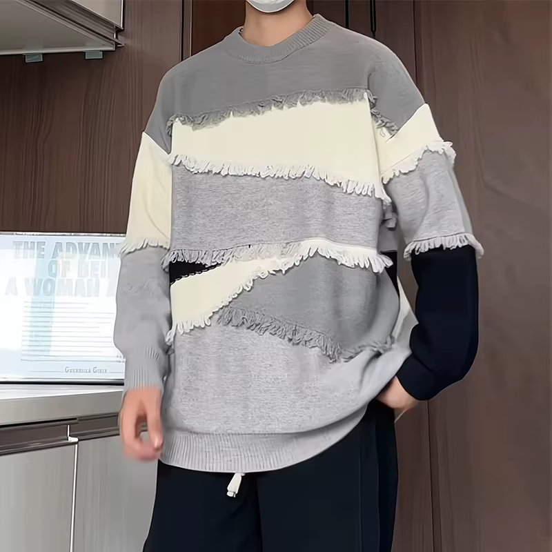 Pull en patchwork de laine de luxe haut de gamme pour hommes, pulls Harajuku coréens, pulls optiques chauds pour hommes, pulls de Noël pour hommes, automne et hiver