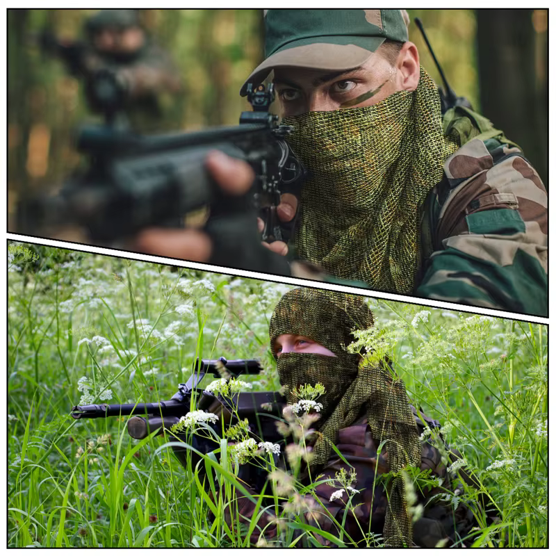 Écharpe en maille de camouflage voile de sniper écharpe de visage en maille de camouflage voile enveloppement de tête adapté au camping en plein air randonnée chasse tir