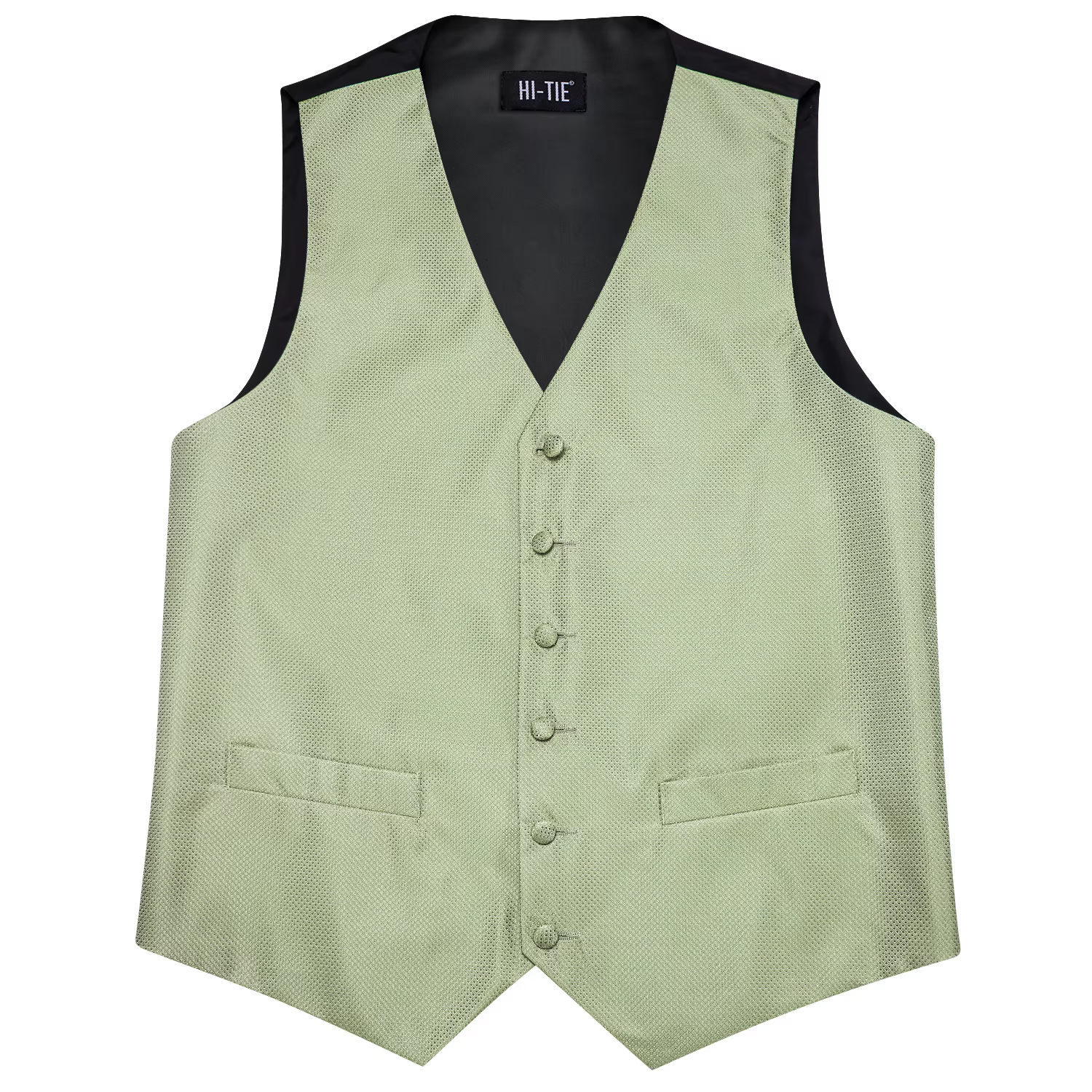 Gilet de costume homme vert sauge uni à motif floral, ensemble 4 pièces, avec gilet bleu tissé, cravate, pochette de costume et boutons de manchette, pour affaires, mariage et cérémonie