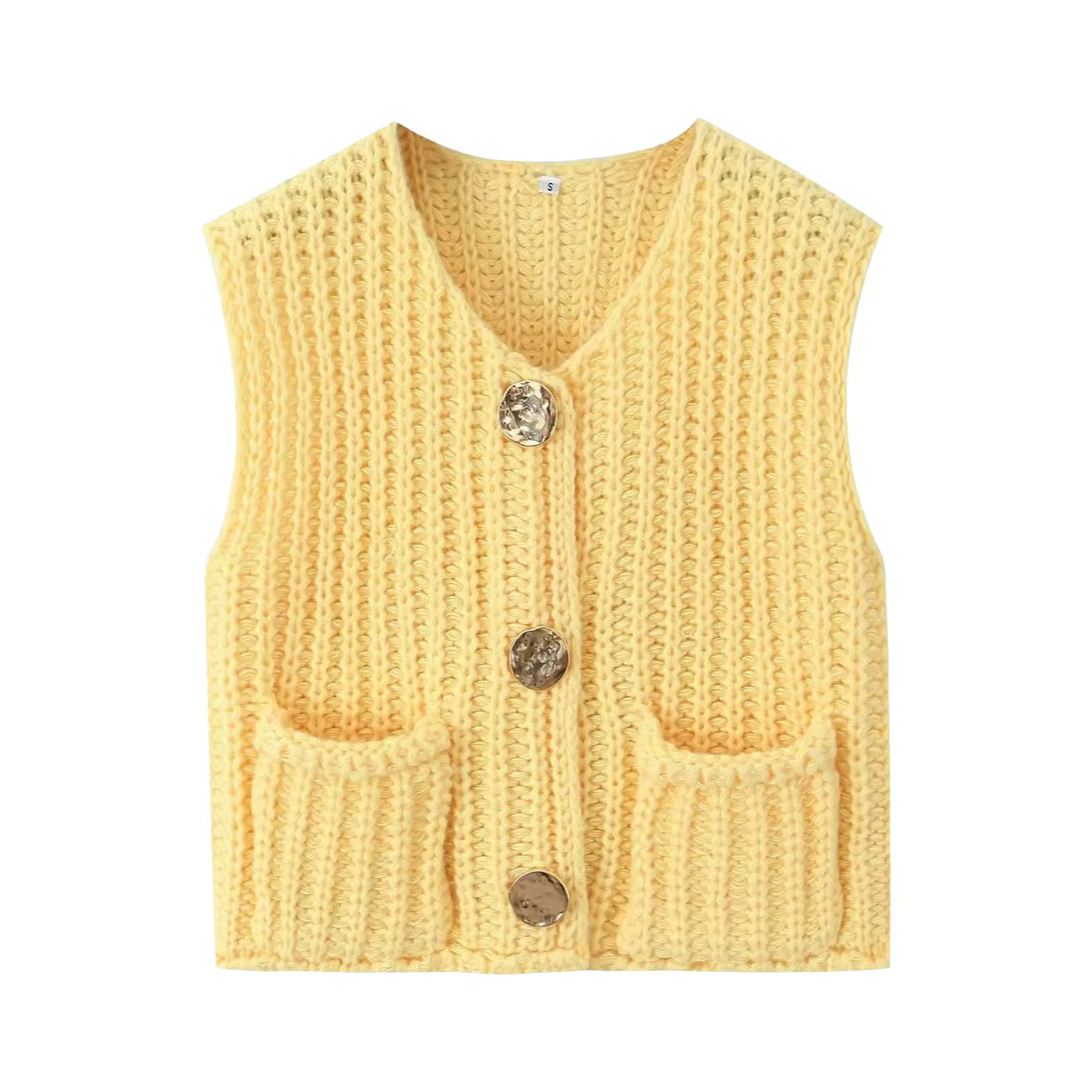 Gilet court tricoté 2026 – Nouvelle collection mode féminine transfrontalière 8014 – Couleur unie