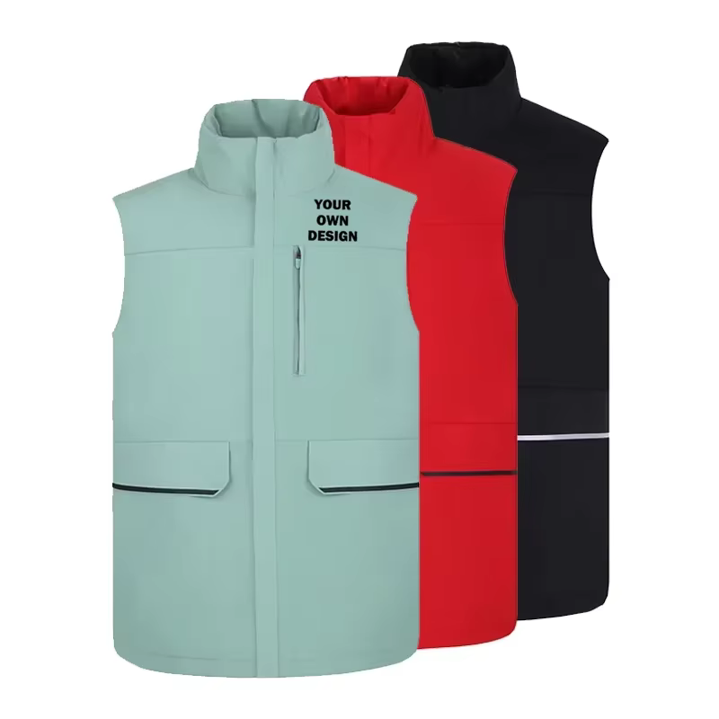 Gilet personnalisé avec logo, gilet zippé à col montant en softshell avec logo DIY, idéal pour la randonnée, la pêche, les vêtements publicitaires