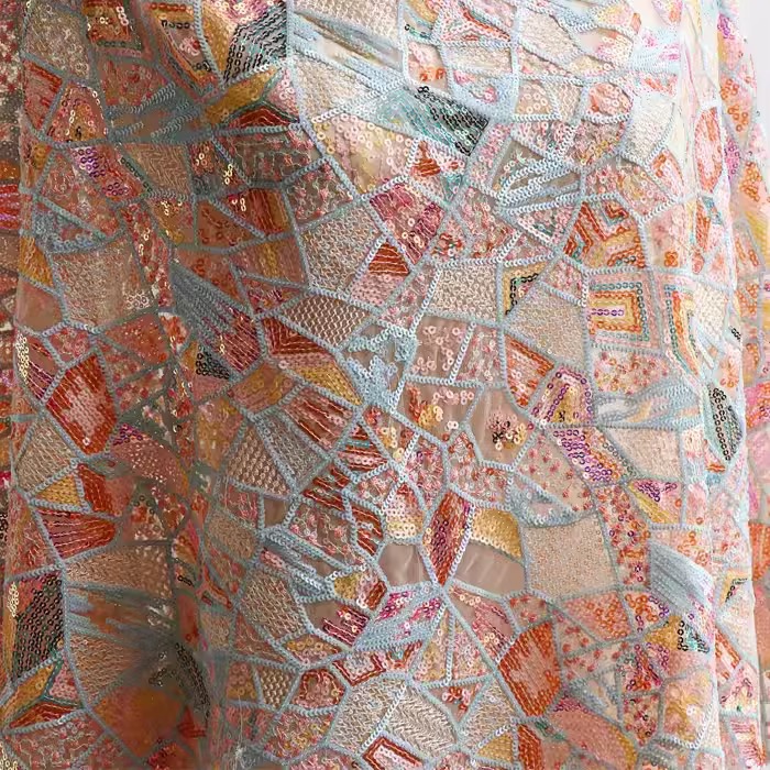Maille d'aviation perlée colorée, tissu d'aviation, sac cheongsam, jupe, robe, vêtement, accessoires en tissu