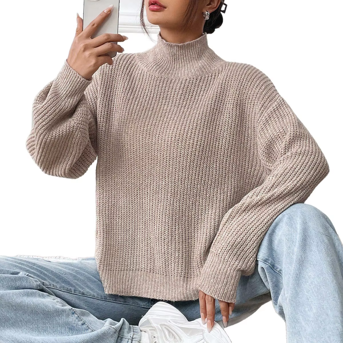 Pull féminin décontracté en polyester pour l'automne confortable et élégant pour femmes occasions spéciales