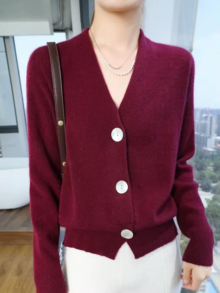 Femmes pull en cachemire col en v Cardigan automne hiver 30%