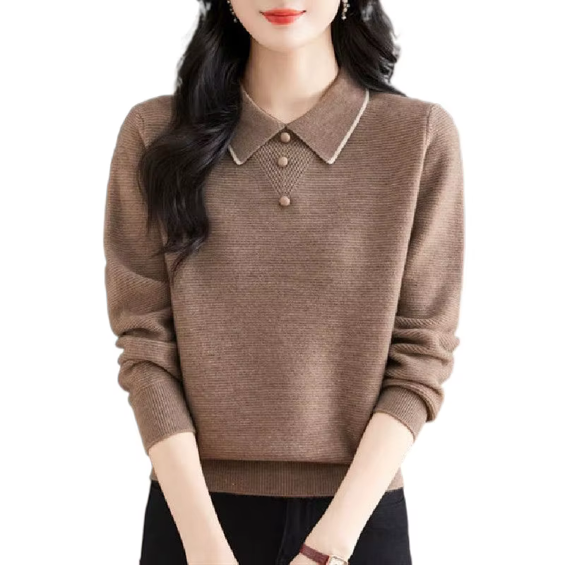 Nouveau pull élégant à col polo pour femme