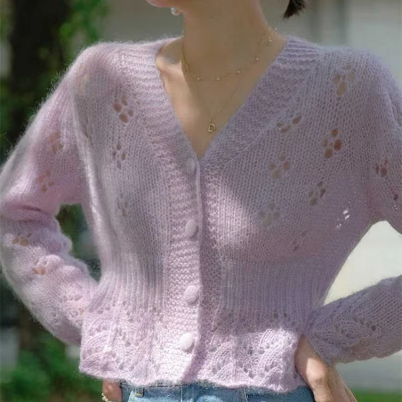 Pull en tricot bleu court à col en V pour femme, cardigan Kawaii, boutonné, mignon, vintage des années 90, hiver automne, pour femmes, tenues d'hiver, mode kawaii