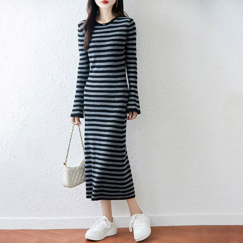 Jupe pull longue rayée