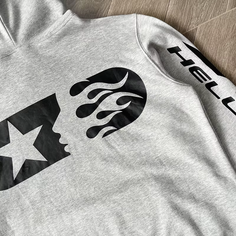 Sweat à capuche échantillon de pull gris fleur HS