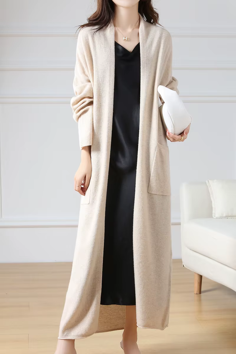 Cardigan à palangre en laine mérinos