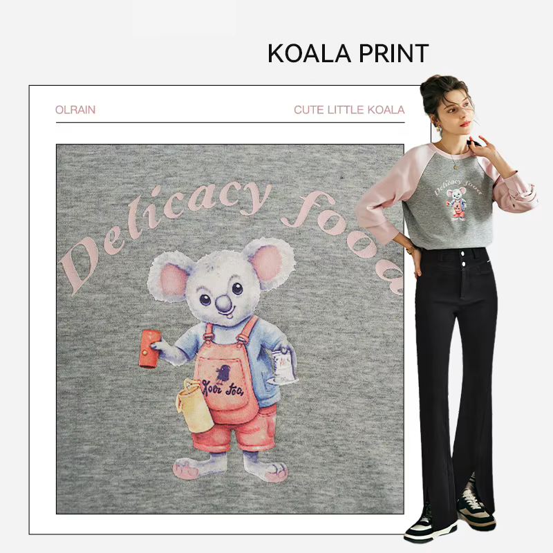 Pull décontracté OLrain en coton imprimé koala pour femmes, coupe ample, printemps et automne, mode 2026