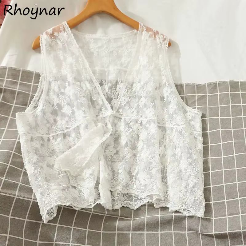 Gilets en dentelle brodée de fleurs pour femmes
