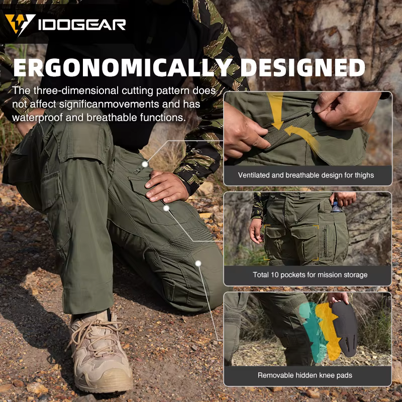 Pantalon de combat robuste IDOGEAR G5, coupe 3D, anti-déchirure, hydrofuge, multi-poches, pantalon tactique d'entraînement, de chasse, cargo 3215