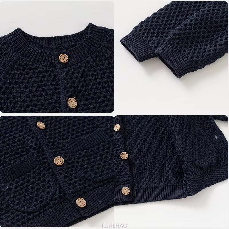 Pull en tricot pour garçons, veste pour enfants, Cardigan à col rond, tenue décontractée, Style Simple, Costumes assortis, automne et hiver, 2025
