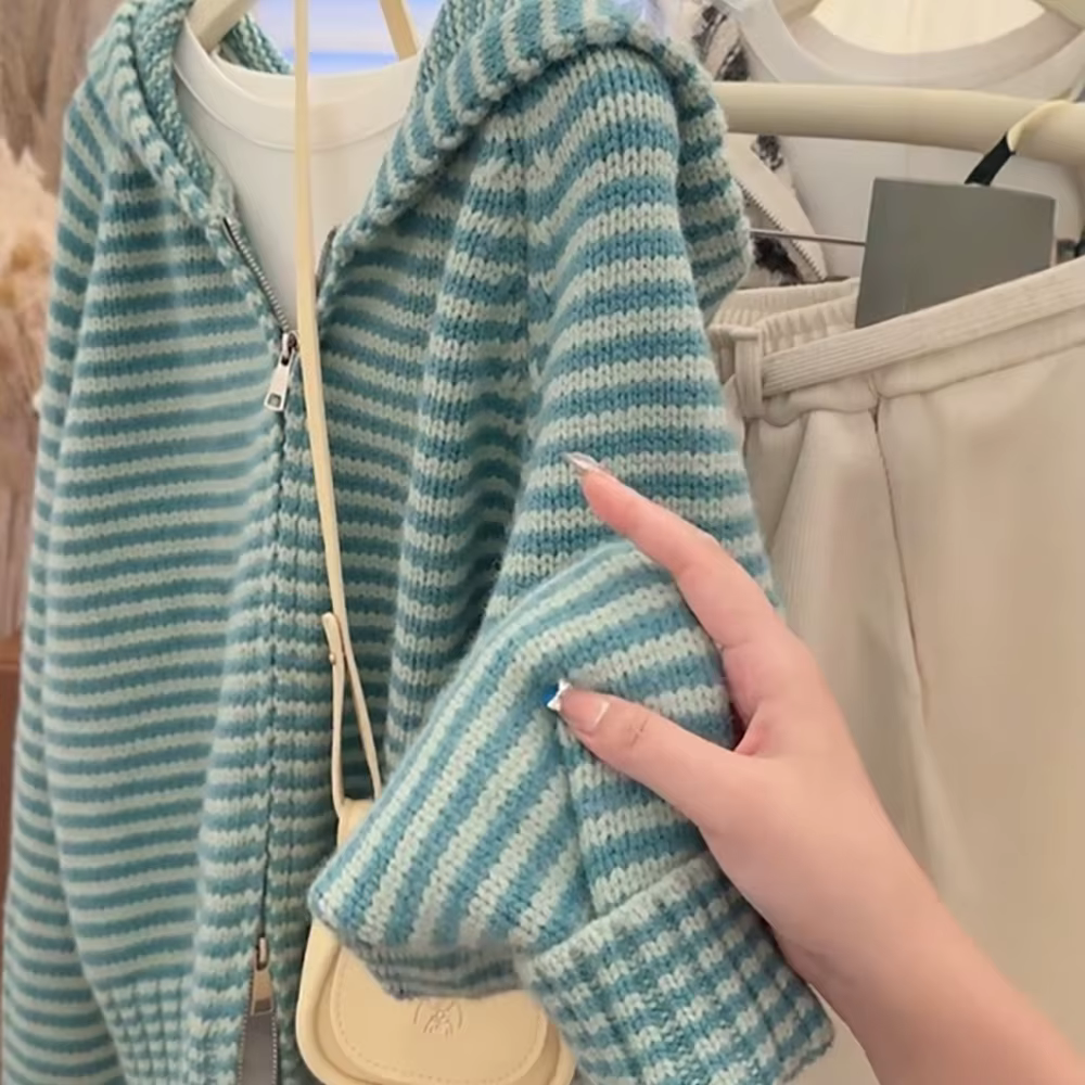 Cardigans tricotés verts de Style coréen pour femmes