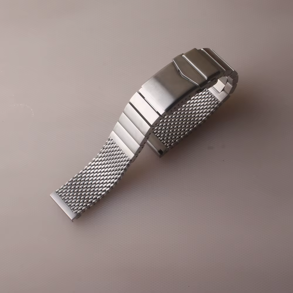 Bracelet de montre en maille pour hommes, accessoires de montre mécanique ThUNICEF, bracelet de sécurité, fermoir de déploiement, compatible avec Omega Breitling, 20mm, 22mm, nouveau