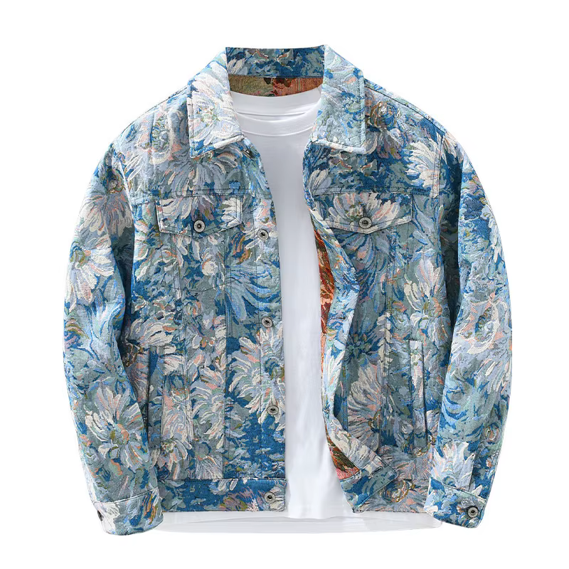 Veste jacquard florale pour hommes, manteau vintage américain, mode printemps et automne, beau manteau de jeune homme, Hong Kong Chimy