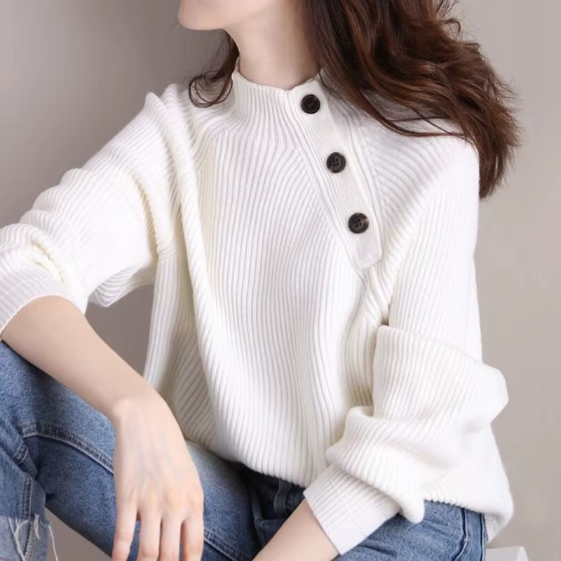 Pull marron à col roulé pour femme