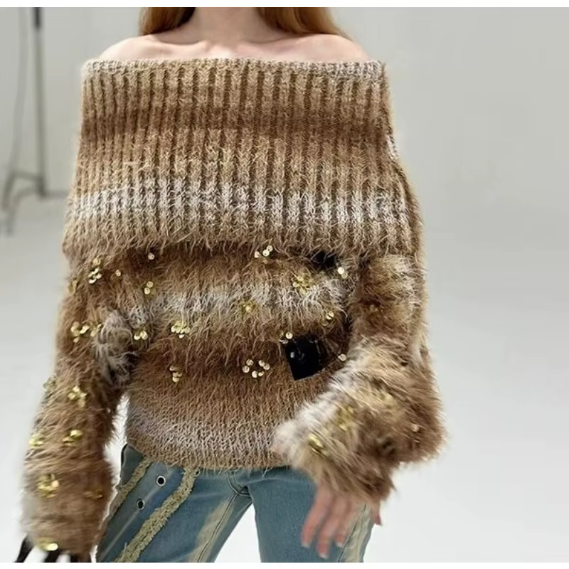 Haut en tricot Vintage à paillettes