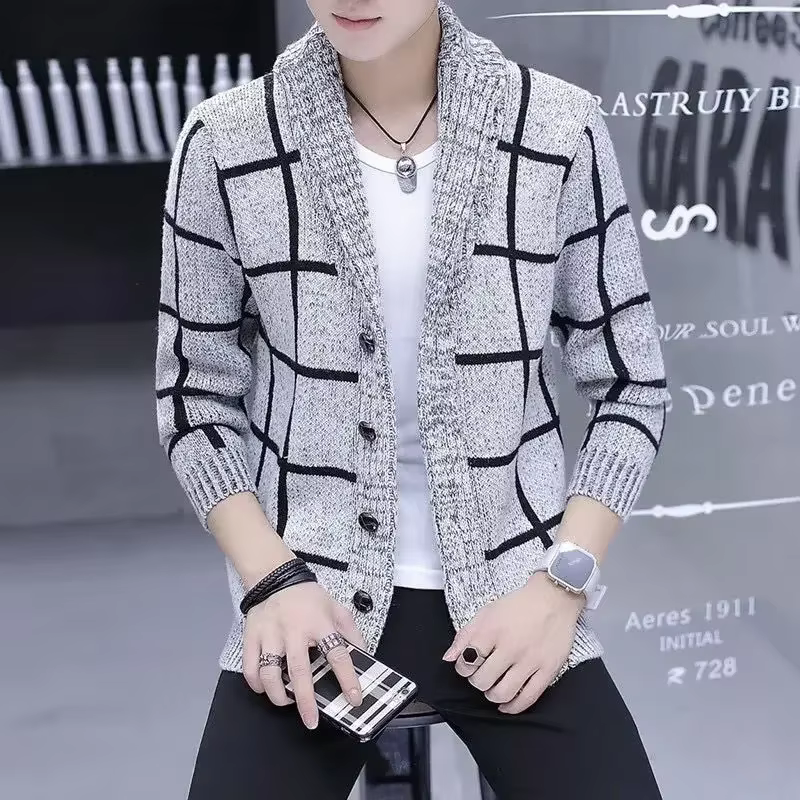 Cardigan tricoté pour hommes, vêtements sans capuche, Patchwork à carreaux, produits les plus vendus, vieille laine, mode coréenne S X A, 2025