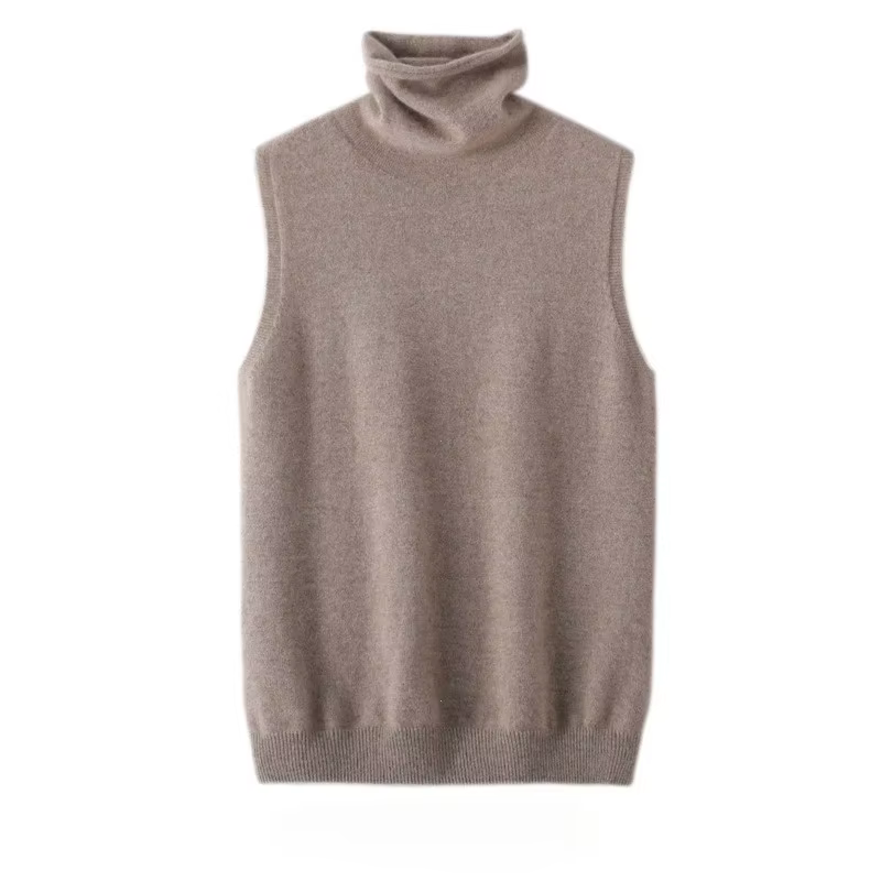 Femmes 100% laine mérinos pulls sans manches col roulé pull gilet