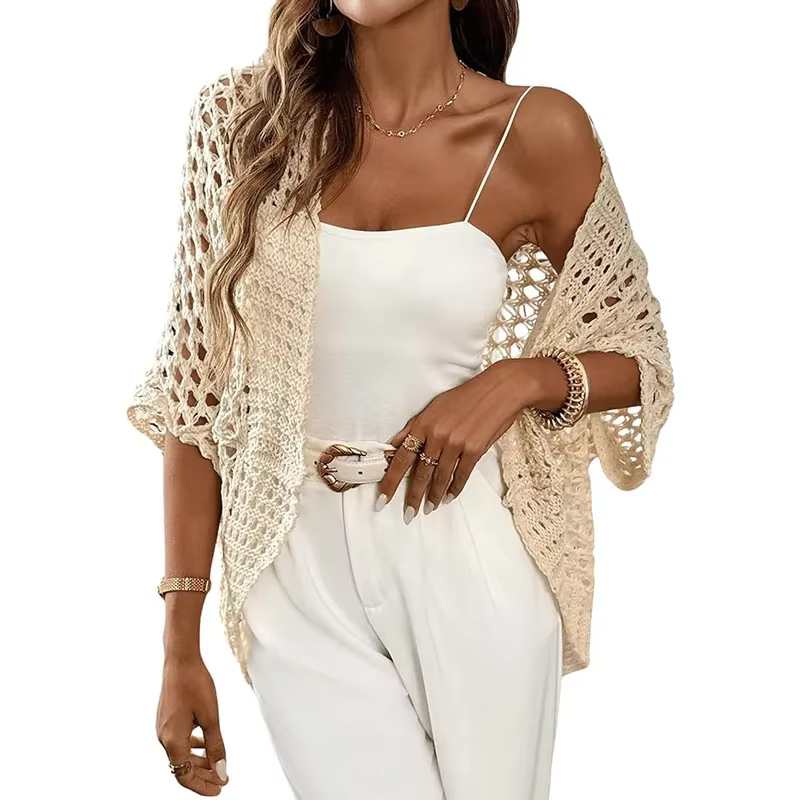 Gilet en maille ajouré pour femme