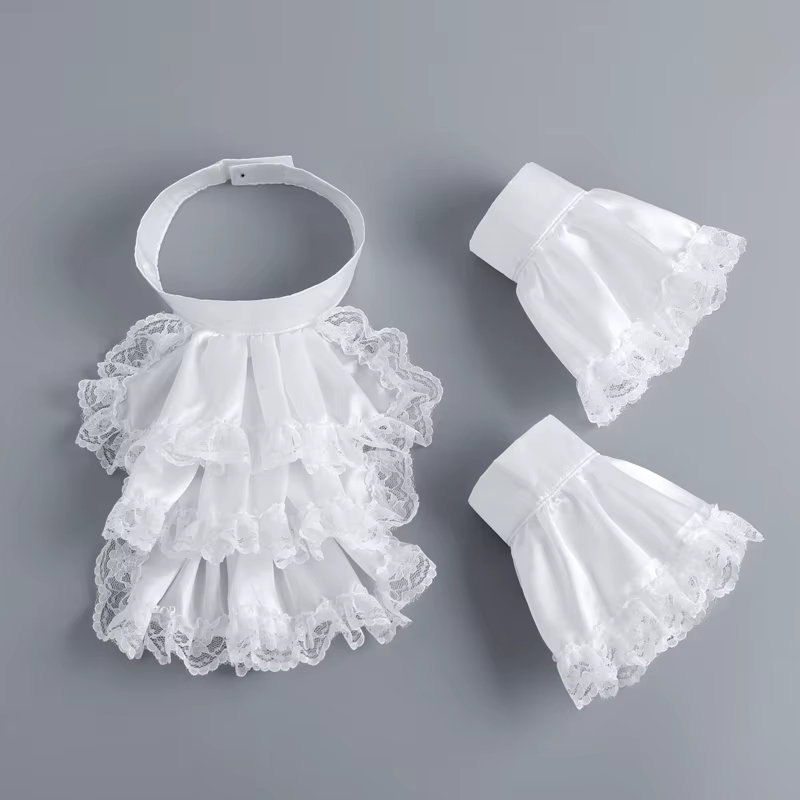Faux col détachable en dentelle à volants, cravate Lolita, écharpe, poignets, couches de cou, cravate, Clown, ornements de Cosplay