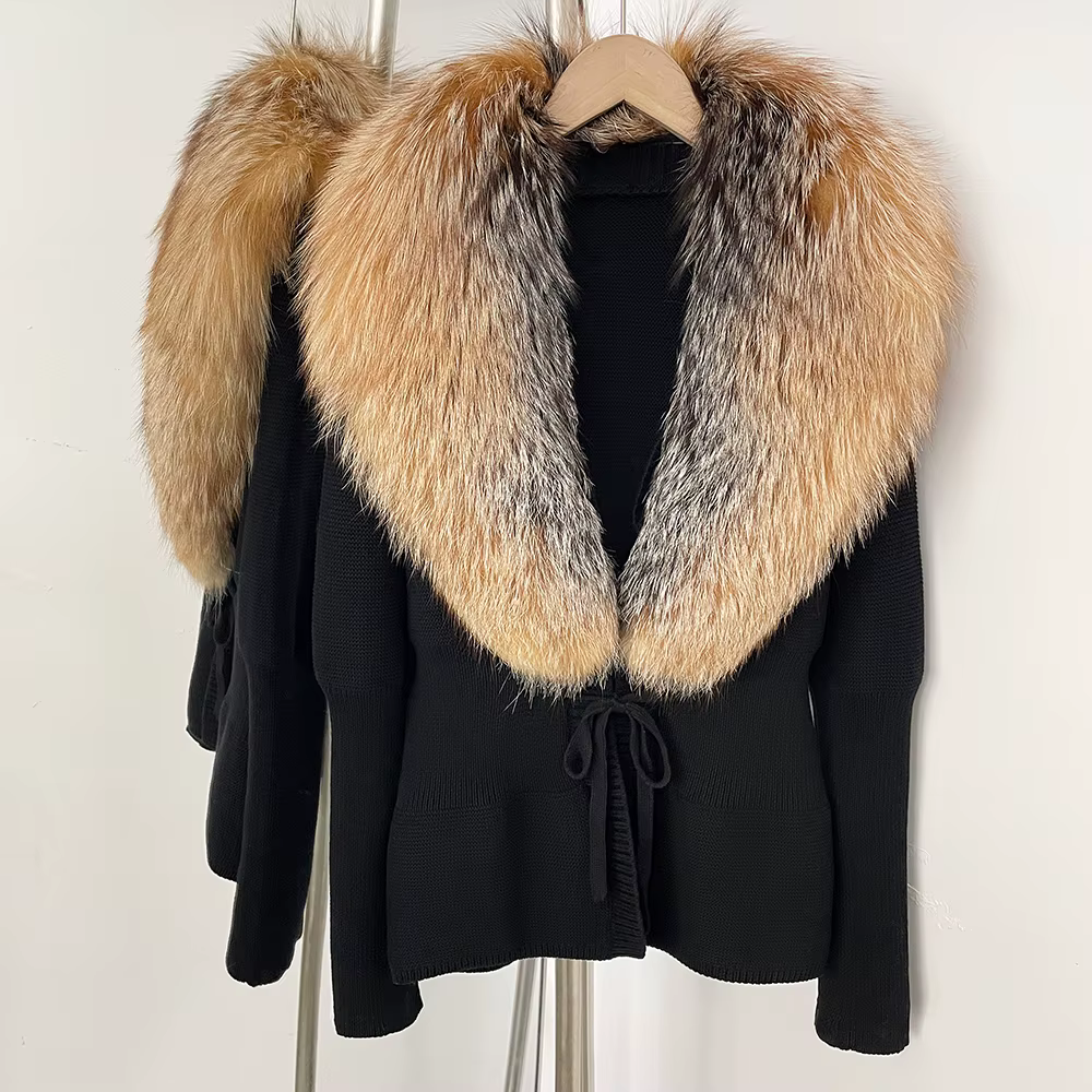 OFTBUY Nouvelle Collection Automne Hiver – Cardigan en Tricot de Luxe pour Femme