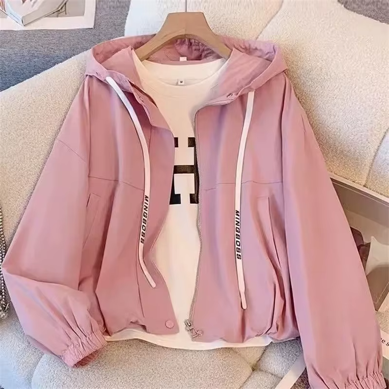 Veste à capuche pour femme, nouvelle collection printemps-automne 2026, manteau court à manches longues, vêtement de travail décontracté et polyvalent, avec fermeture éclair