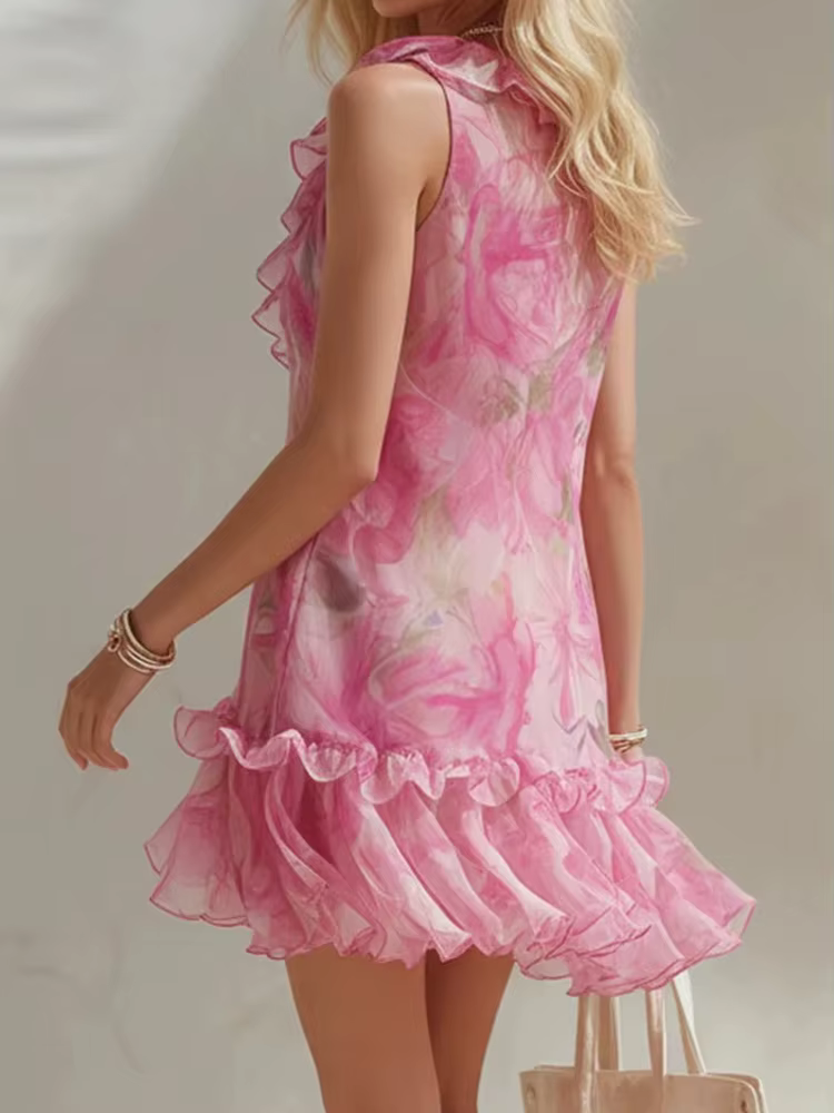 Robe Courte Décontractée à Col Roulé et Dos Nu pour Femme