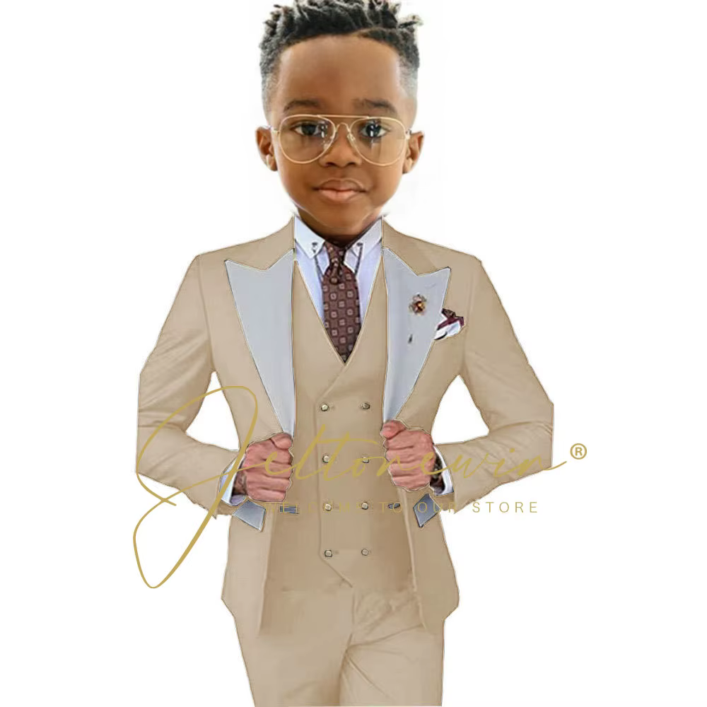 Costume pour garçon, veste, gilet, pantalon, 3 pièces, vert foncé, costume d'anniversaire, costume de cérémonie pour garçons, costume de mariage pour enfants, smoking
