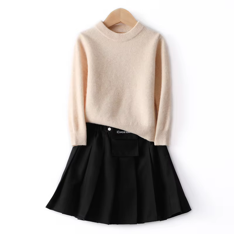Pull en laine mérinos 100% pour enfants, pull épais et chaud en cachemire à manches longues et col rond, pour garçons et filles, automne et hiver