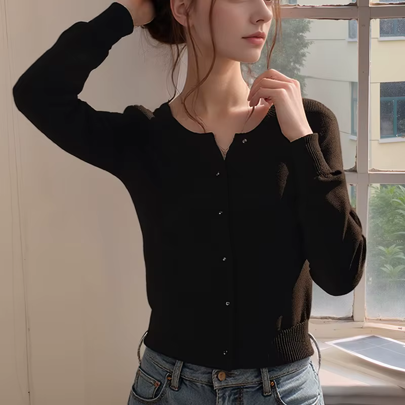 Cardigans pour Femmes pull marron élégant vêtements d'extérieur tricot Cardigan confortable chandails Femme gilet