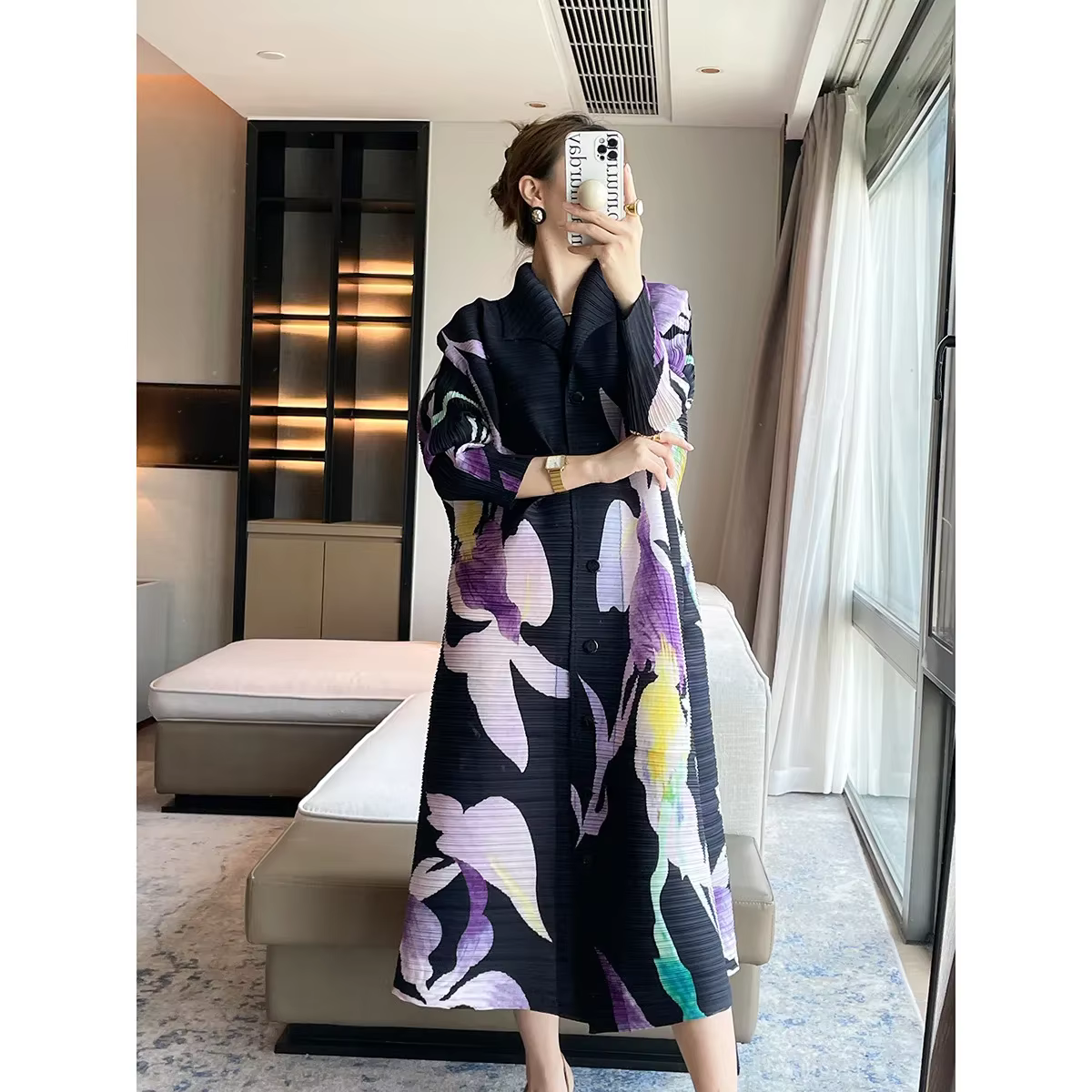 Ata Yake-Cardigan à poitrine plissée pour femme