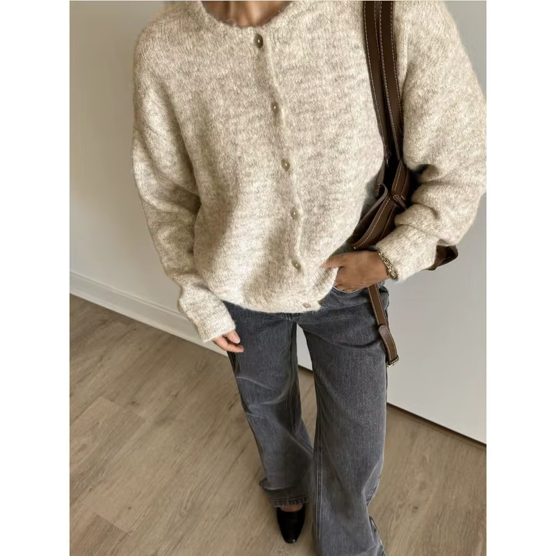 Cardigan en tricot rétro pour femme, à simple boutonnage