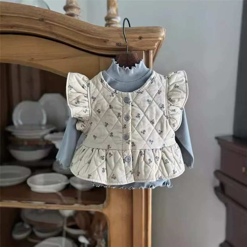 Manteau en fibre florale pour bébé fille, ensemble de vêtements pour enfant en bas âge, veste en coton, optique chaude, nouveau, automne, 2025