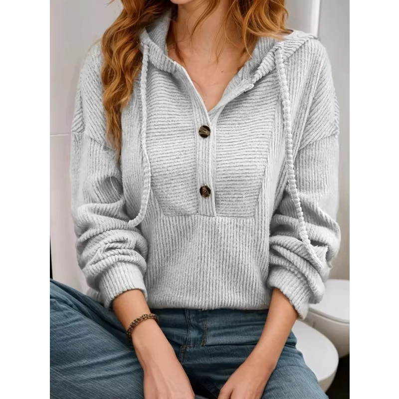 Pull à capuche et manches longues pour femme, haut décontracté, printemps 2026