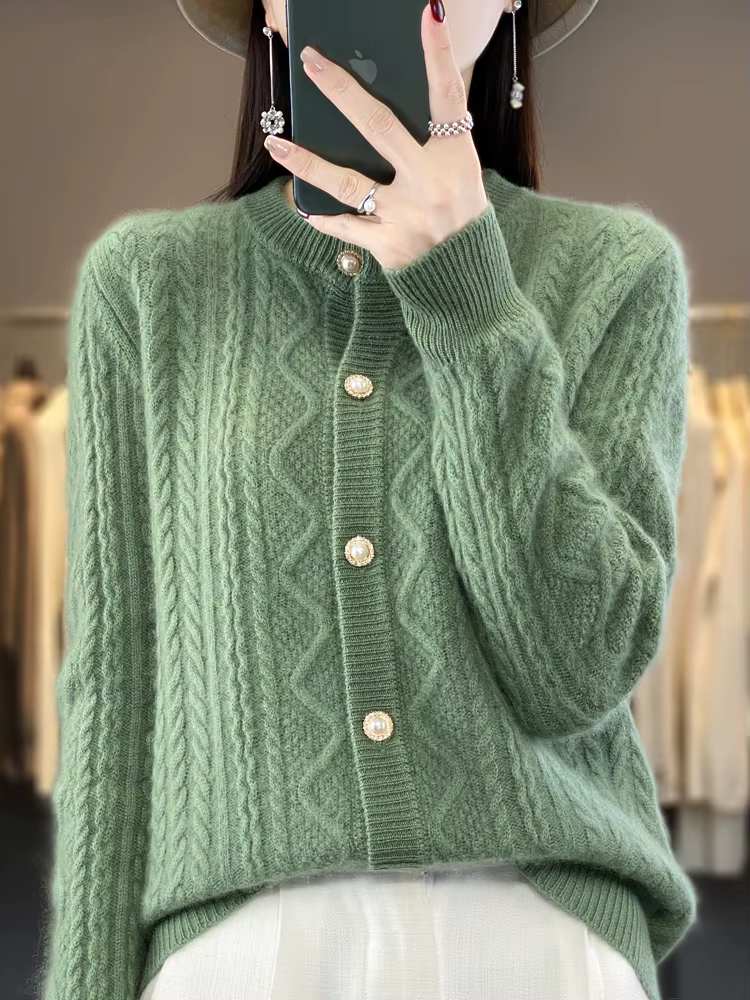 Pull à fleurs torsadées à manches longues pour femmes