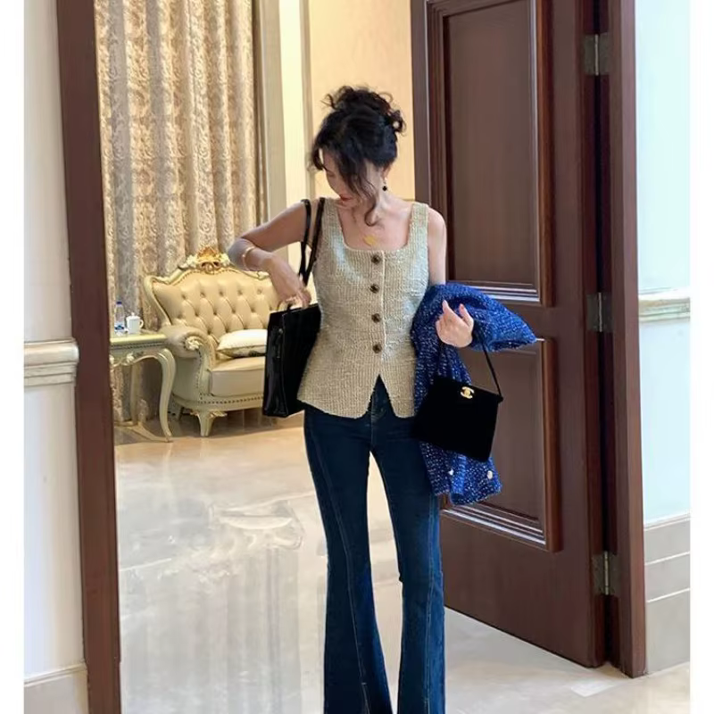 Gilet de mode française pour femmes, haut rétro Slim polyvalent sans manches
