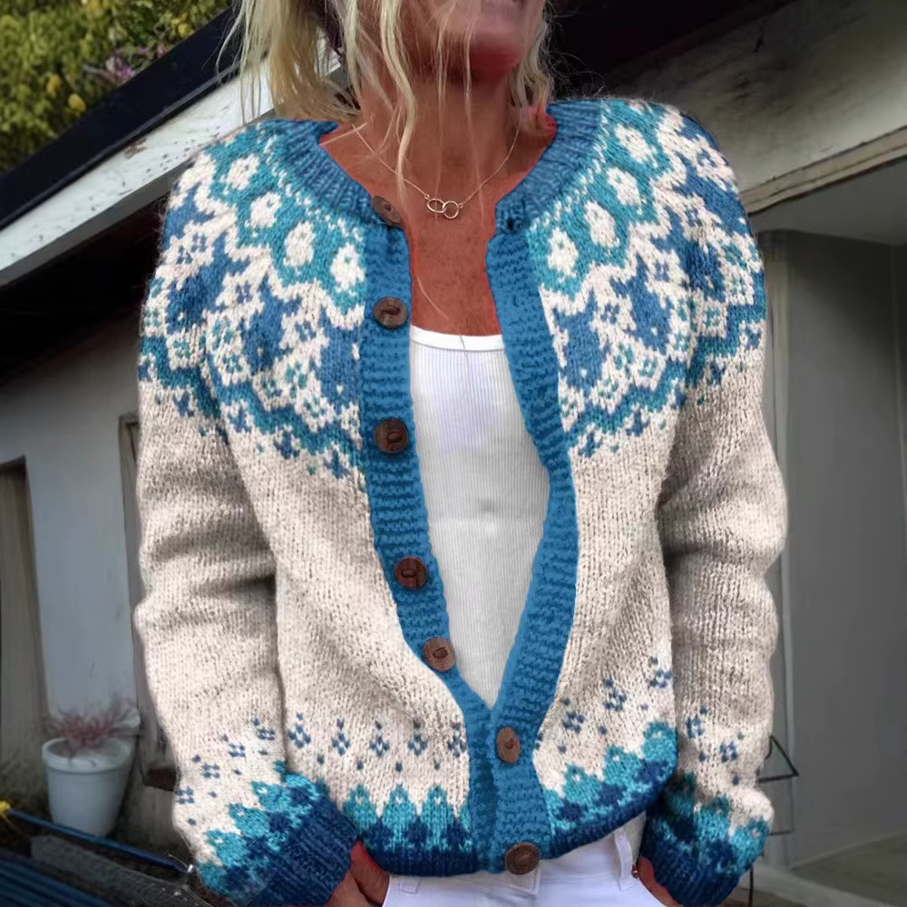 ​ Cardigan en tricot Jacquard de Style ethnique pour femmes