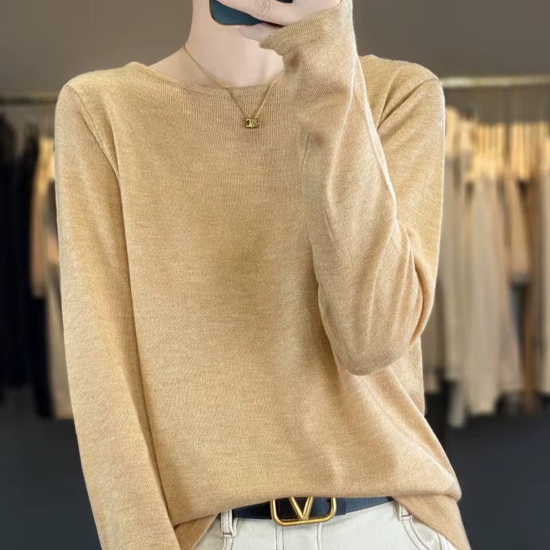 Pull en mélange de laine pour femme, pull à la mode, col un mot, manches longues, haute qualité, doux et soyeux, nouveau, 2025