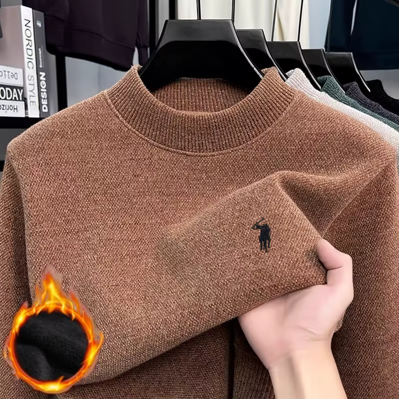 Pull-over en tricot à col rond pour homme, nouvelle collection haut de gamme, marque de mode classique, broderie Paul, chaud et épais, en peluche, pour l'hiver