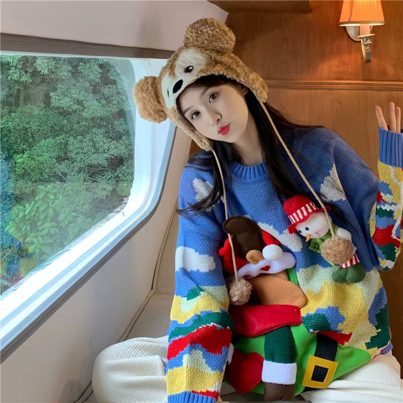 Pull de Noël surdimensionné à manches longues pour femmes